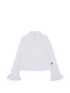 N°21 크리스털 장식 러플 셔츠 In White