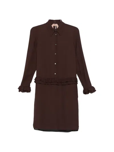 N°21 Ruffled Dress In Brown