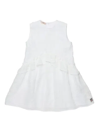 N°21 Kids' Ruffled Floral Dress In Neutral