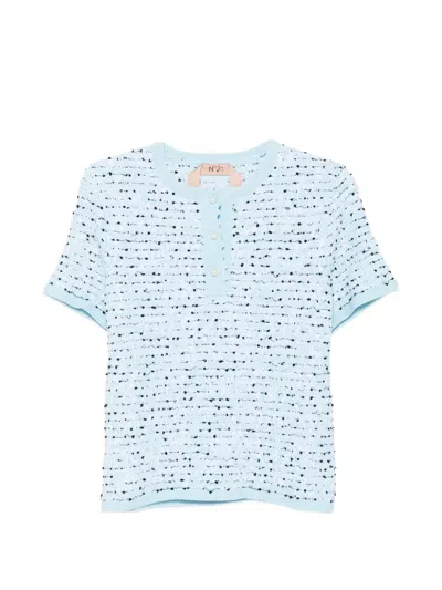 N°21 Ruffled Polo Shirt In Blue