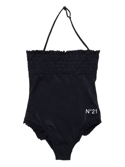 N°21 Kids' Ruffled Swimsuit In Black