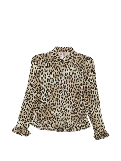 N°21 Ruffled-trim Leopard-print Shirt In Brown