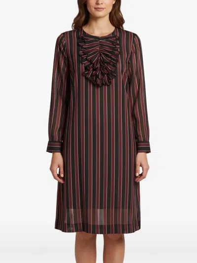 Pre-owned N°21 Ruffle-detail Striped Midi Dress In Red