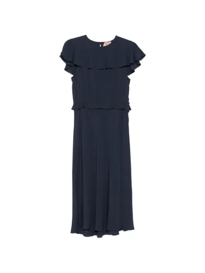 N°21 Ruffled-trim Midi Dress In Blue