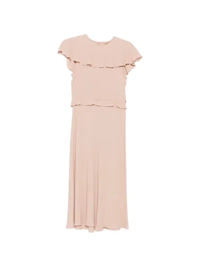 N°21 Ruffled-trim Sleeveless Midi Dress In Pink