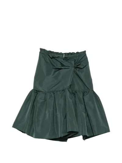 N°21 Ruffled-trim Twisted Midi Skirt In Green
