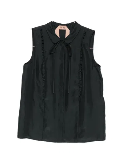 N°21 Ruffle-trimmed Sleeveless Shirt In Black