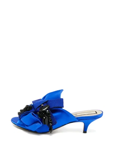 Pre-owned N°21 Satin Bow Sandals In Blue