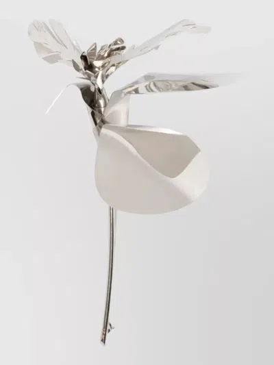 N°21 Sculptural Floral Metallic Body Jewellery Piece In Silver