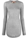 N°21 Semi-sheer Mélange-effect Jumper In Grey