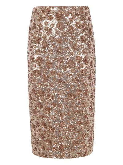N°21 Sequin Embellished Midi Skirt In Brown