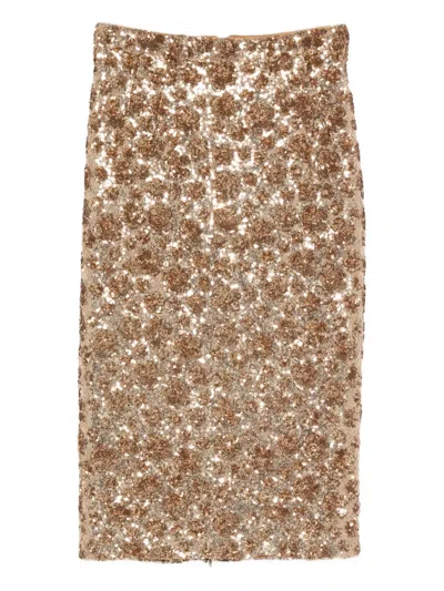 N°21 Sequin-embellishment Midi Skirt In Gold