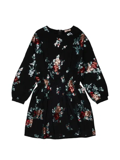 N°21 Kids' Sequin-floral Dress In Black