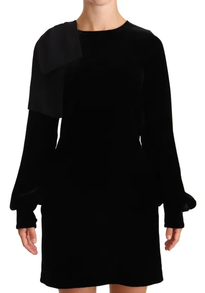 N°21 SHEATH A-LINE BLACK VISCOSE LONG SLEEVES ROUND NECK MINI DRESS