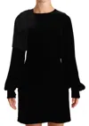 N°21 Sheath A-line Black Viscose Long Sleeves Round Neck Mini Dress In Black