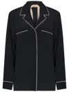 N°21 Open Collar Shirt With Contrasting Piping In Black