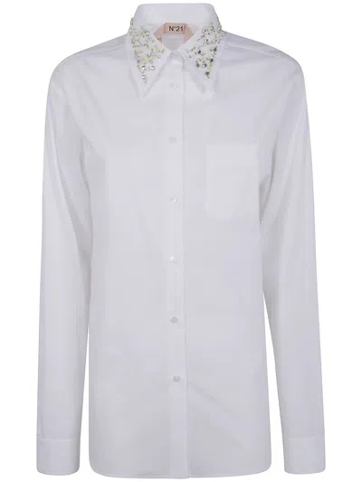 N°21 Embellished-collar Shirt In White