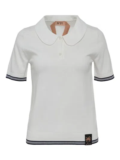 N°21 Short-sleeve Polo Top In White