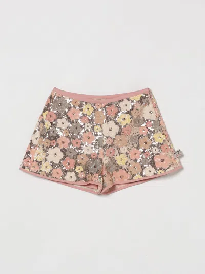 N°21 Kids' Floral Print Shorts With Logo In Pink