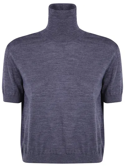 N°21 Short-sleeve Turtleneck Sweater In Purple