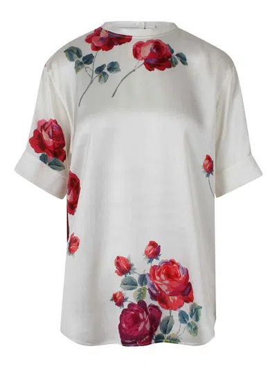 N°21 Short-sleeved Blouse With Floral Print In White