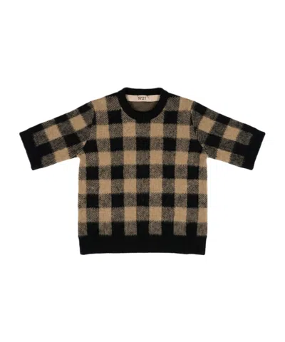 N°21 Short-sleeved Knit Top In Black