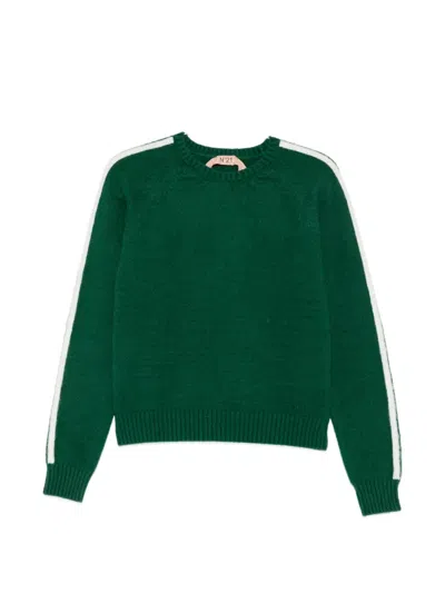 N°21 Side-stripe Raglan-sleeve Sweater In Green