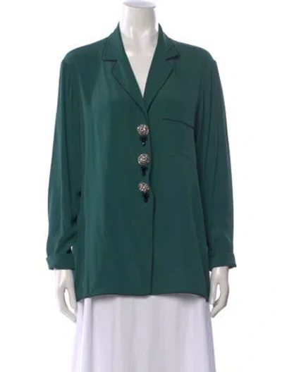 Pre-owned N°21 Silk Long Sleeve Blouse In Green