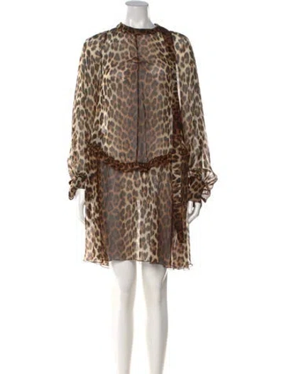Pre-owned N°21 Silk Mini Dress In Brown
