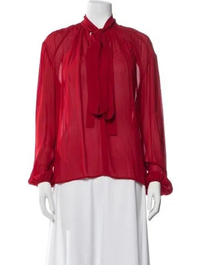 Pre-owned N°21 Silk Tie Neck Blouse In Red