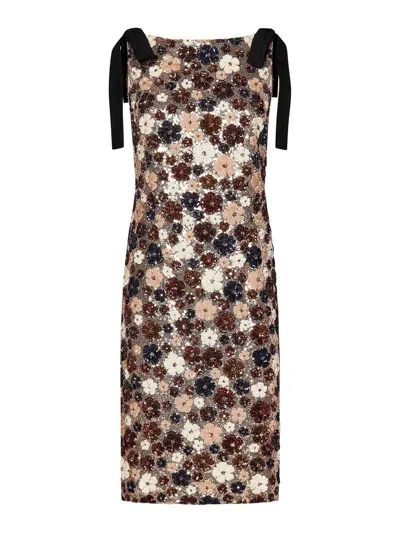 N°21 Silver Sequin Midi Dress In Blue