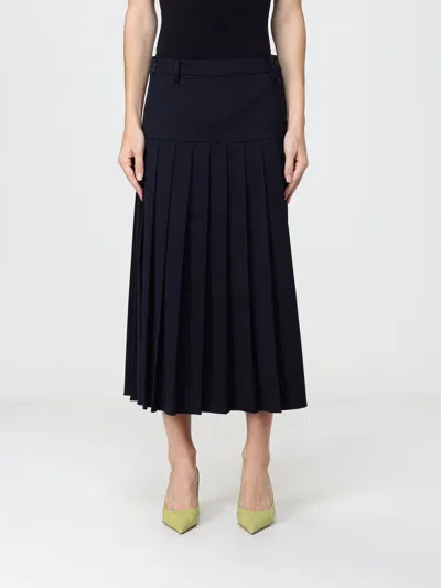 N°21 Pleated Button-detail Midi Skirt In Black