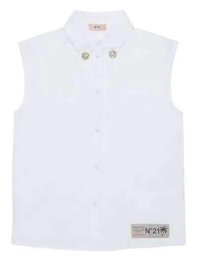 N°21 N21 Kids Logo Patch Sleeveless Shirt In Blue