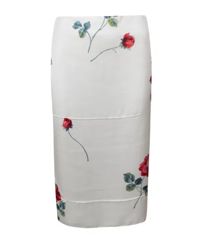 N°21 Slit Midi Skirt In White