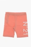 N°21 Stretch Cotton Biker Shorts With Printed Logo In Orange