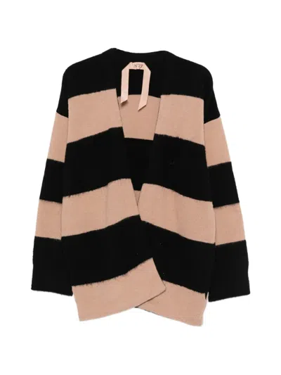 N°21 Striped Cardigan In Black