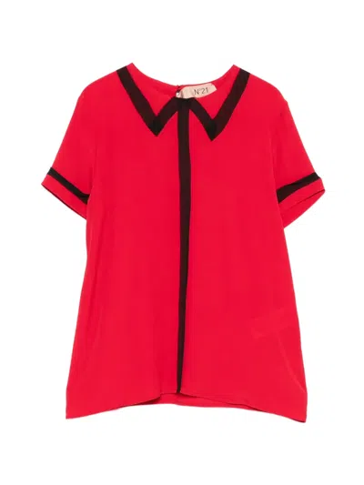 N°21 Striped Collar Shirt In Red