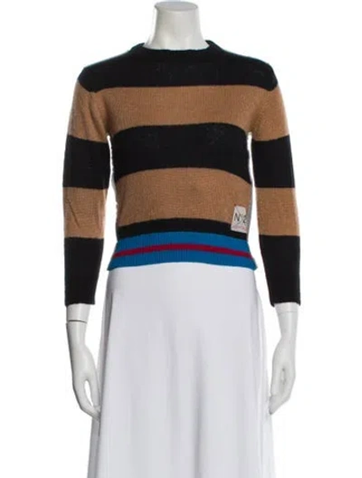 Pre-owned N°21 Striped Crew Neck Sweater W/ Tags In Blue