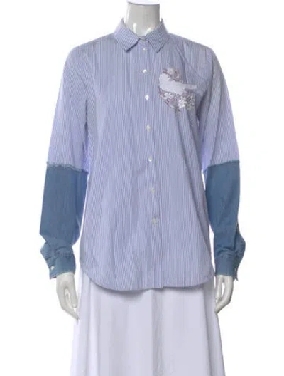 Pre-owned N°21 Striped Long Sleeve Button-up Top In Multi