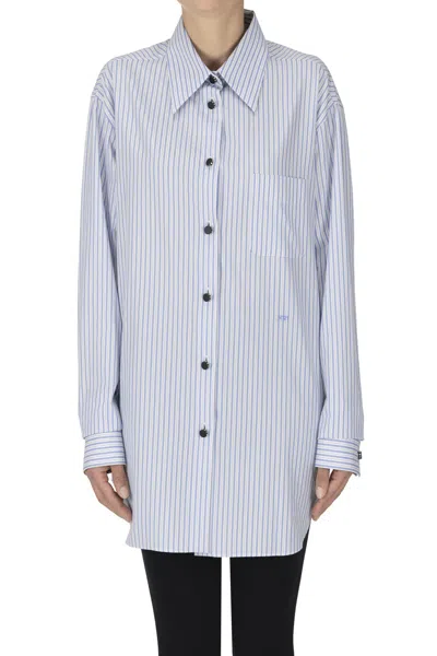 N°21 Striped Maxi Shirt In Light Blue