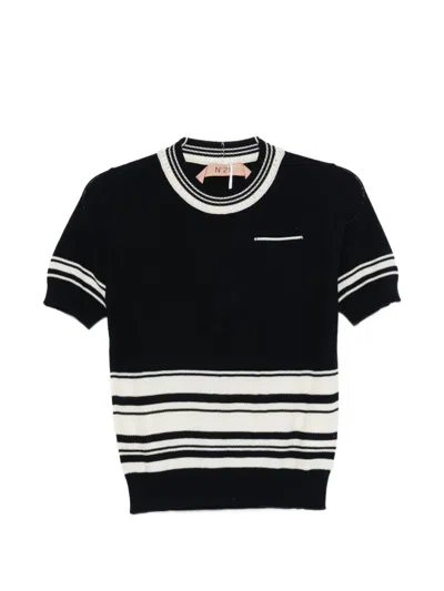 N°21 Striped Pocket Sweater In Black