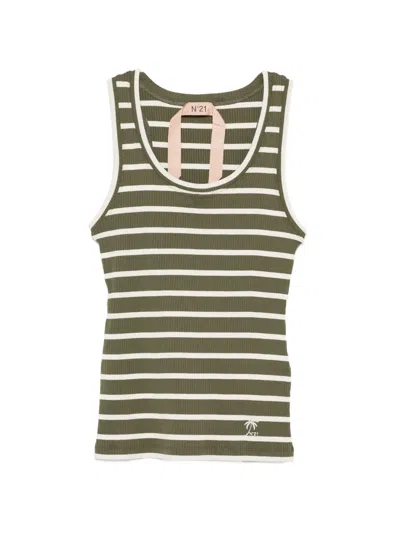N°21 Striped Tank In Green