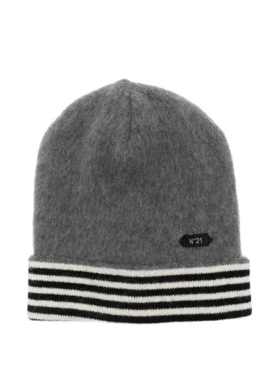 N°21 STRIPED-TRIM BEANIE