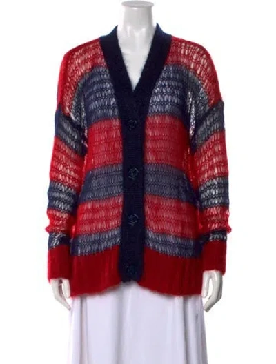 Pre-owned N°21 Striped V-neck Sweater In Red