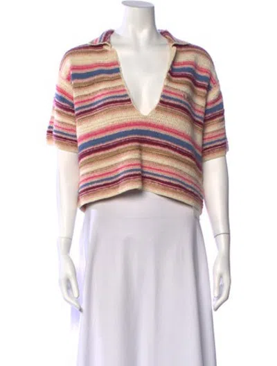Pre-owned N°21 Striped V-neck Top In Multicolor