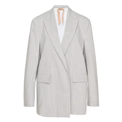 N°21 Striped Wrap Blazer In Gray