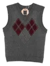 N°21 Stud-embellished Argyle-knit Vest In Gray