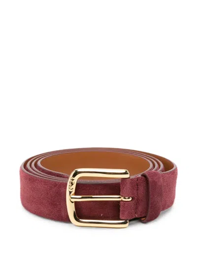 N°21 Suede-finish Buckle-fastening Belt In Burgundy