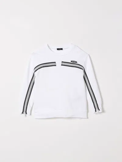 N°21 Kids' Long-sleeve Crew-neck Sweatshirt In White