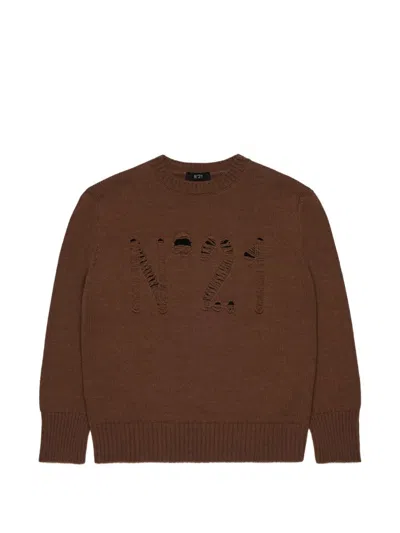 N°21 Sweater With Logo N.21 Kids In Brown